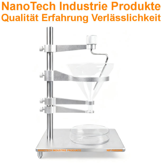 Slope angle test setup with glass funnel Slope angle test setup with glass funnel